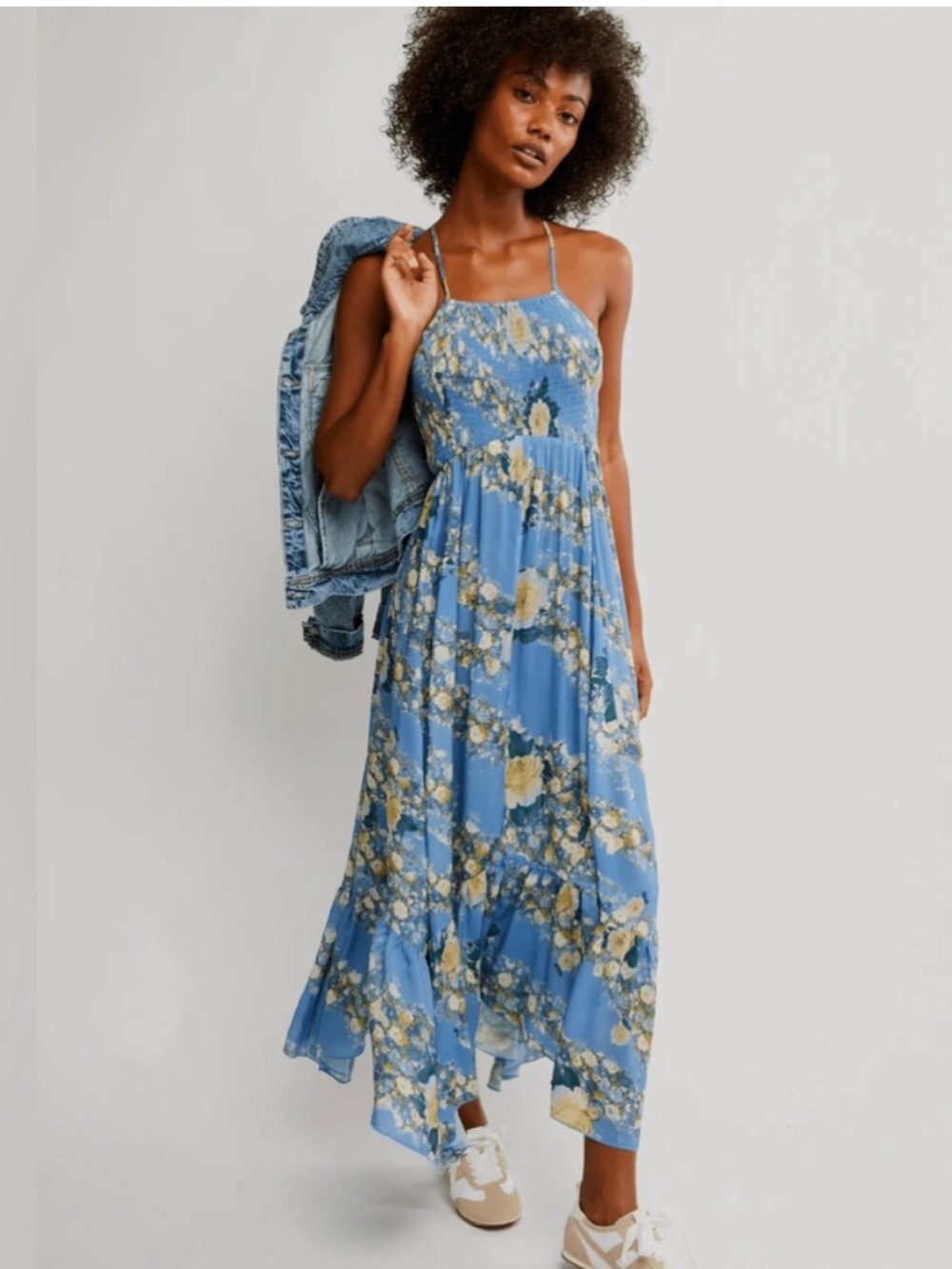 NWT Free People Blue Floral Smocked Sundress
